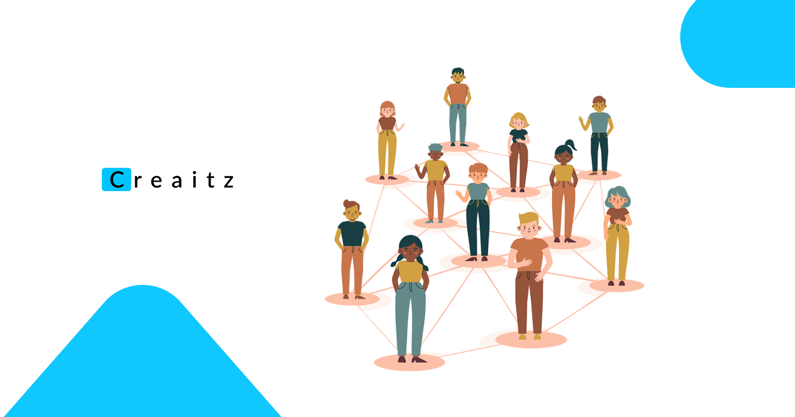 An illustration of diverse people interconnected, symbolizing collaboration and networking in tech communities in Nigeria.