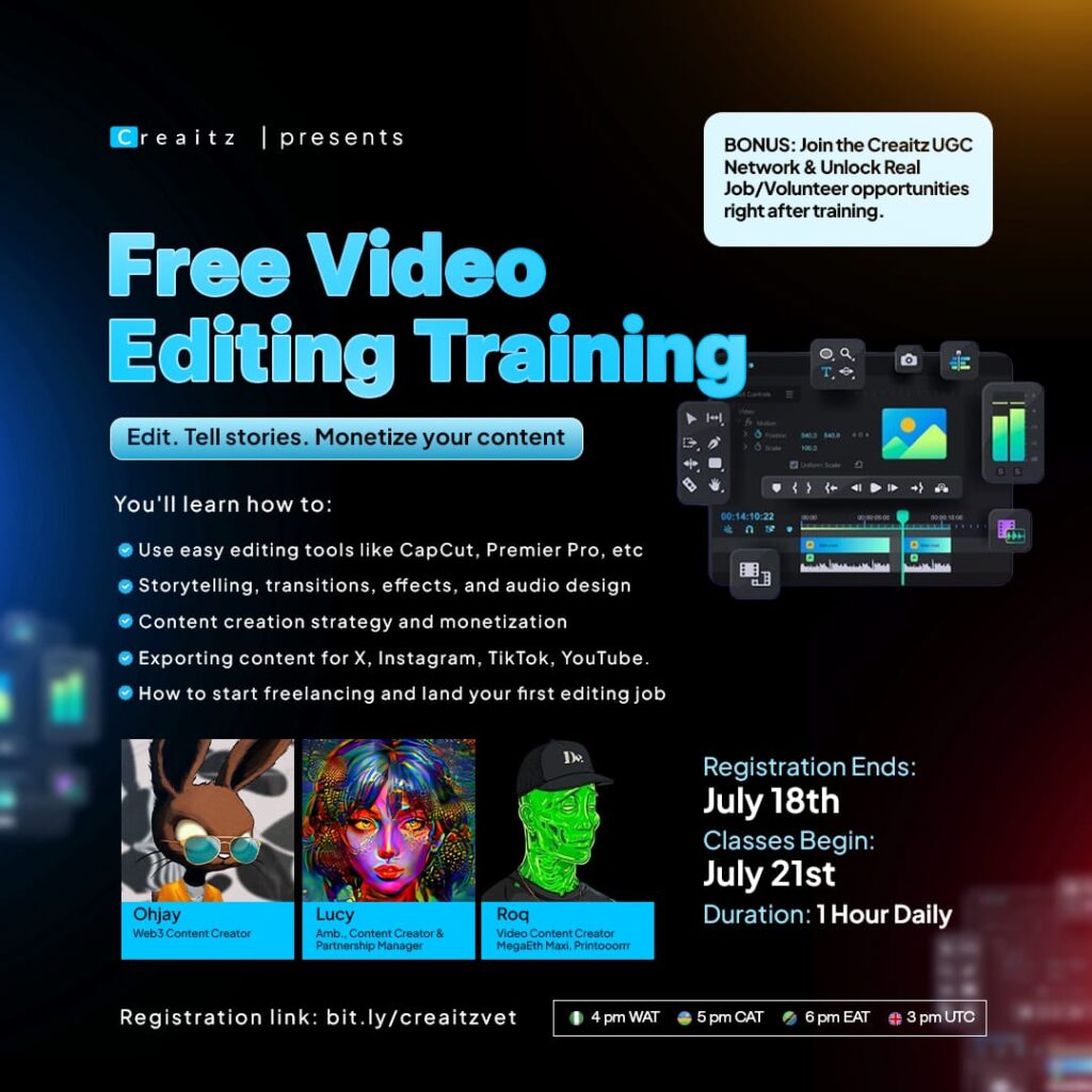 Free video editing training