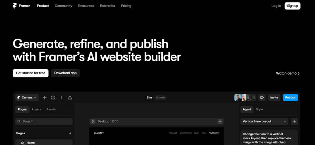 Framer website