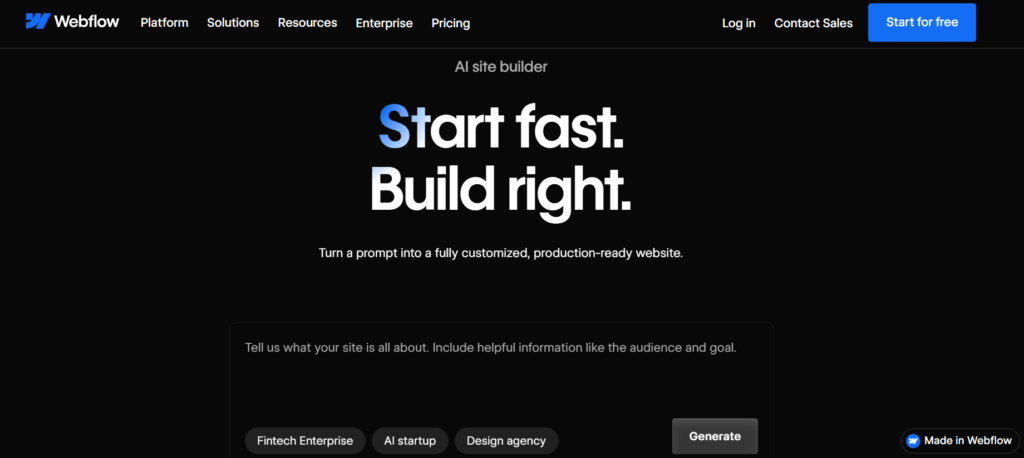 Webflow website