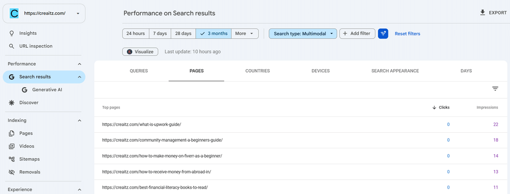 GSC multimodal search pages
